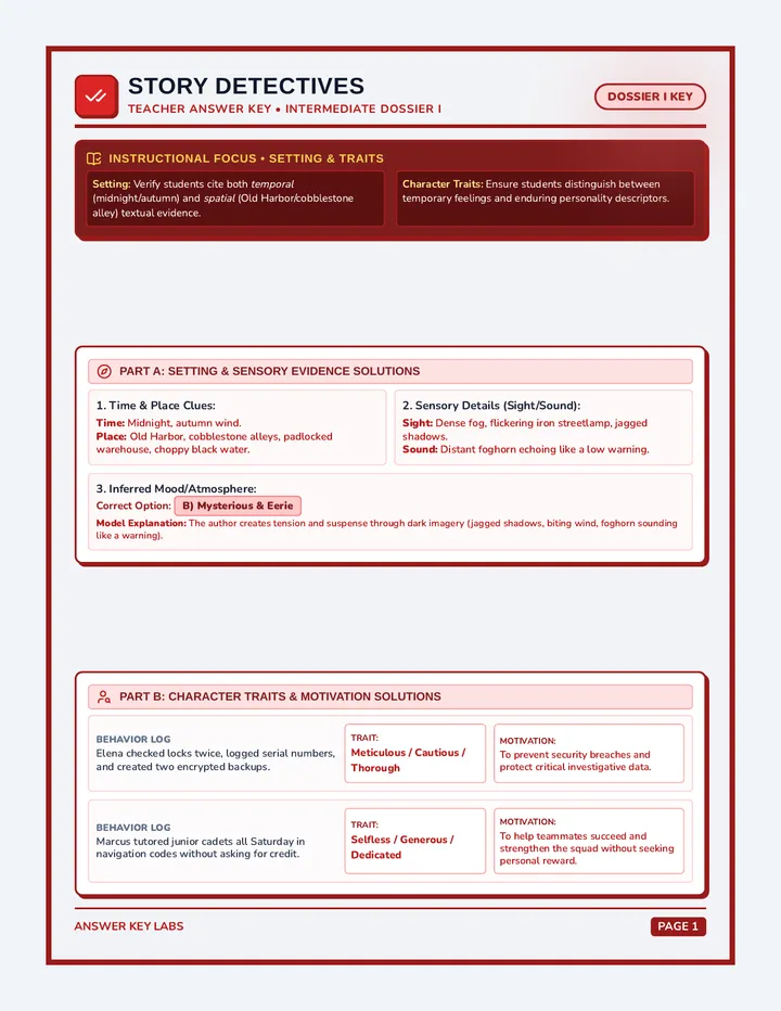 Story Detective Intermediate Answer Key