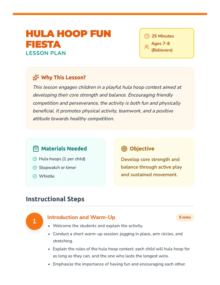 Hula Hoop Lesson Plan