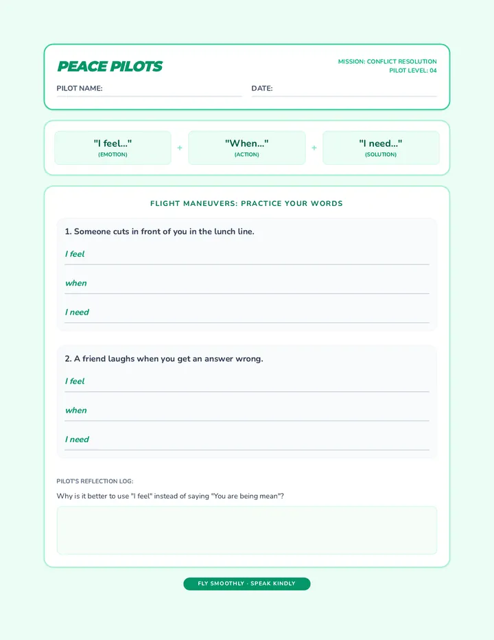 Peace Pilots Worksheet