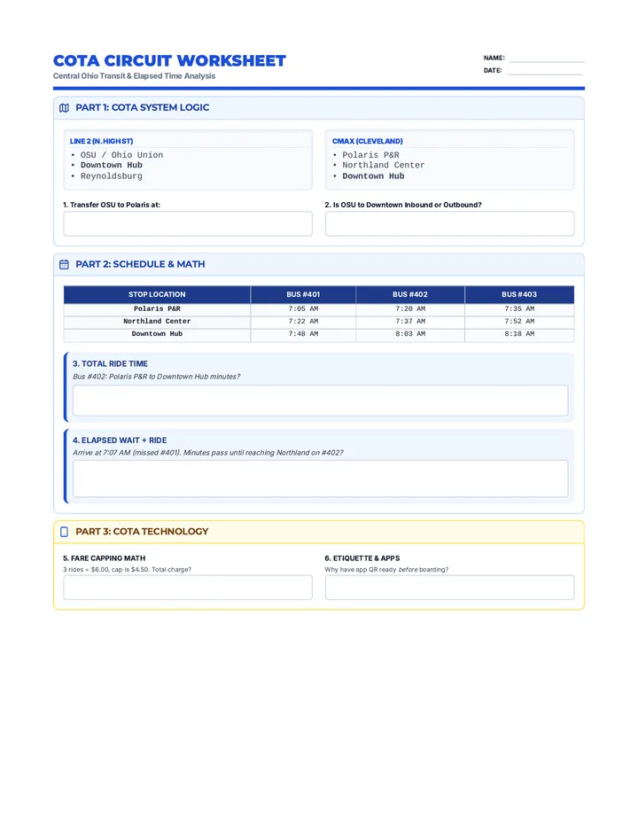 City Circuit Worksheet