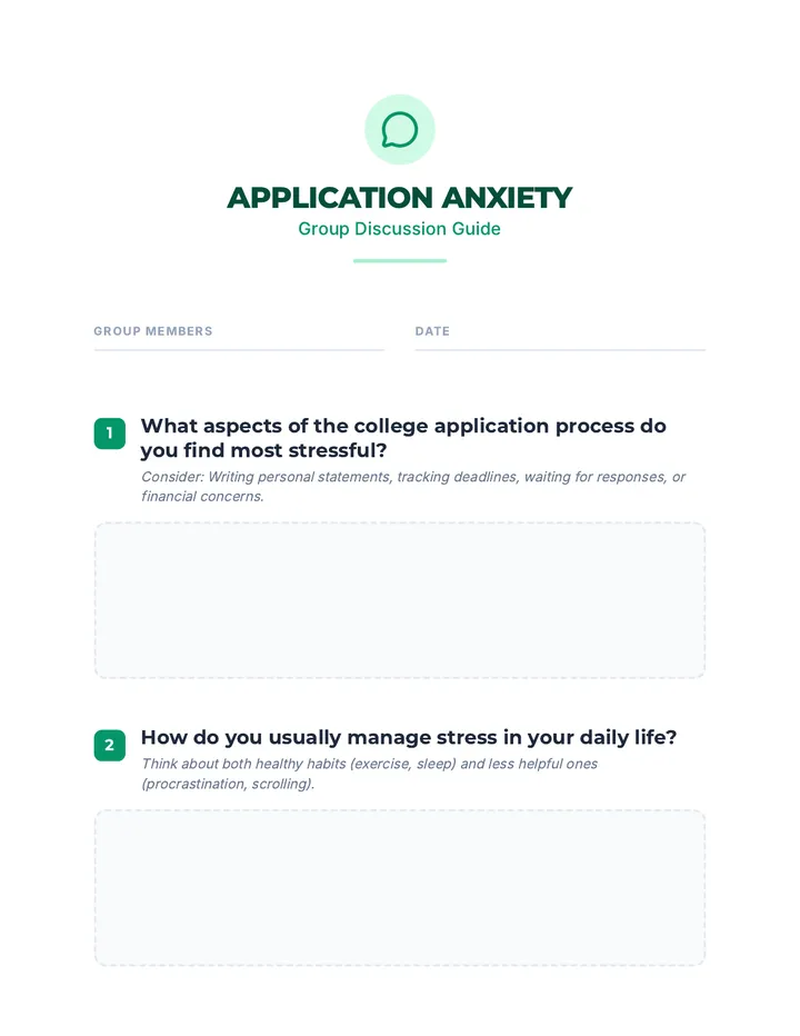 Application Anxiety Discussion Guide