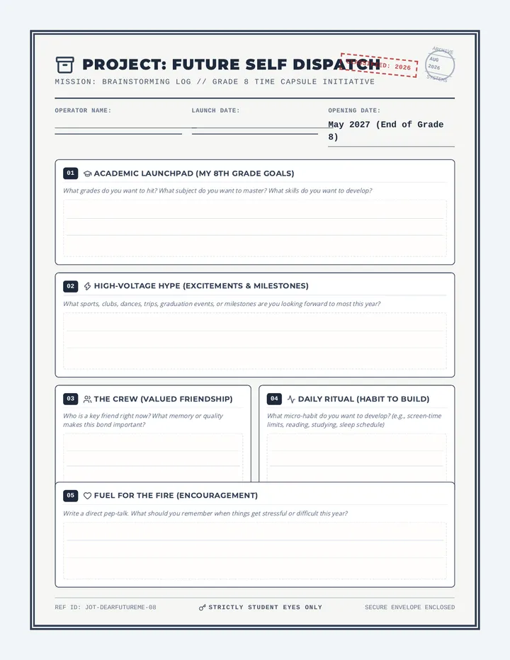 Time Capsule Jot Sheet