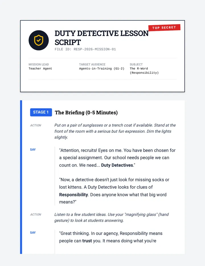 Duty Detective Script
