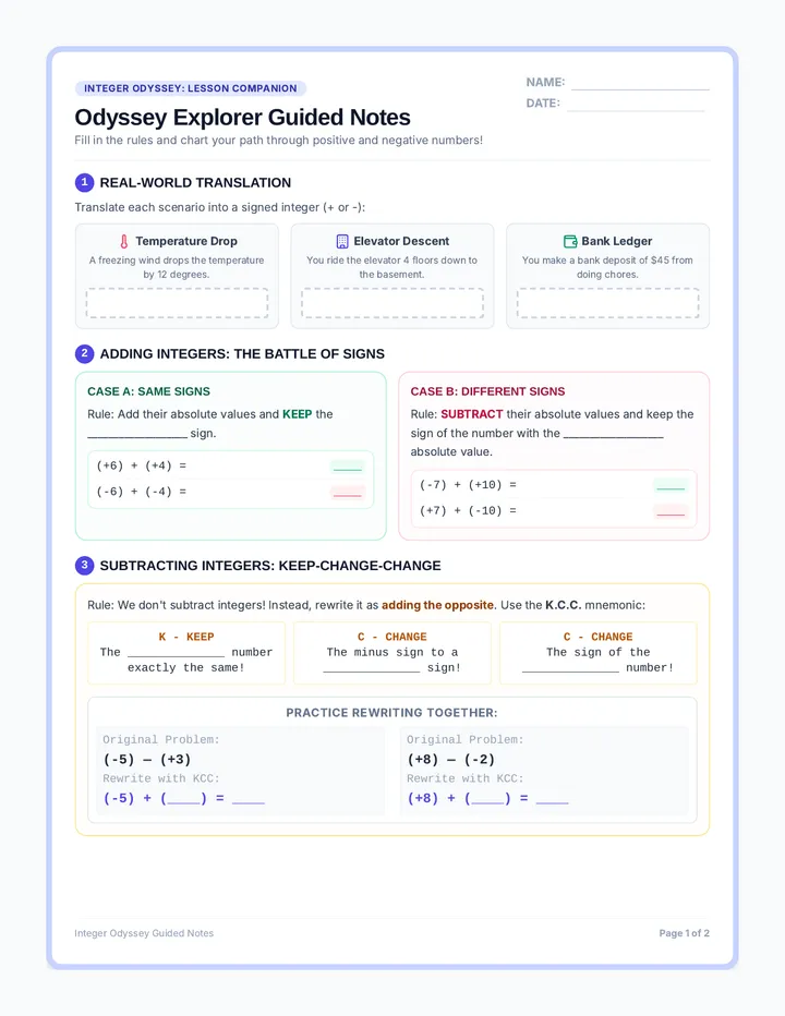 Odyssey Explorer Guided Notes