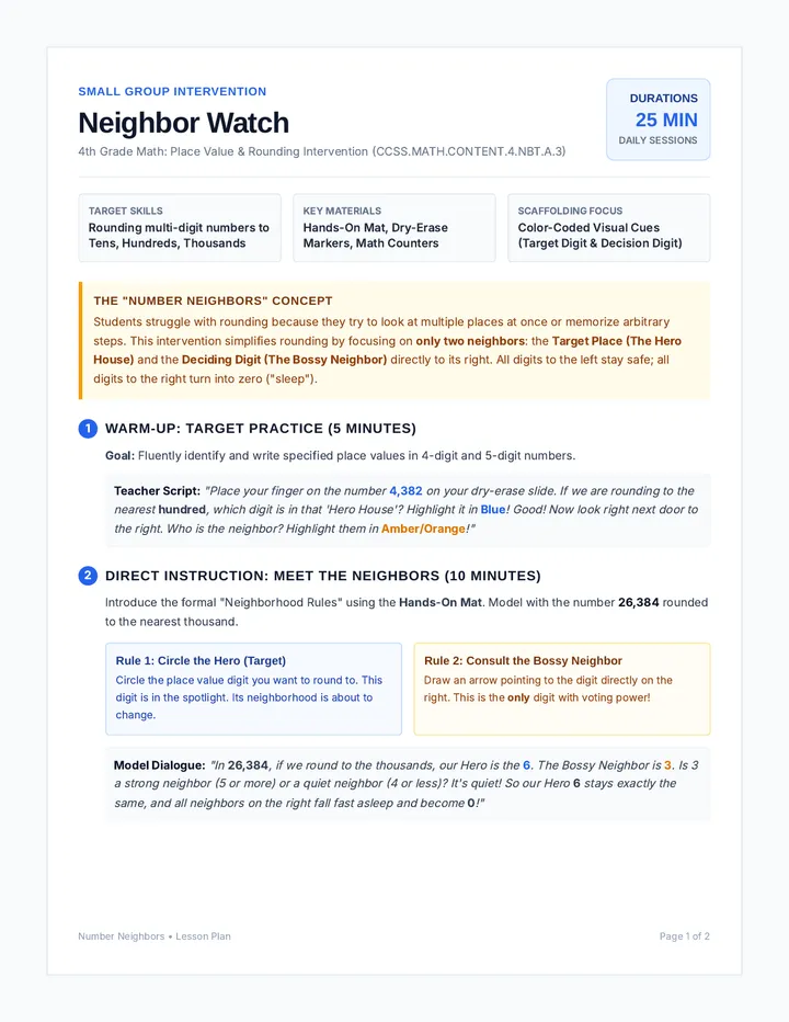 Neighbor Watch Teacher Guide
