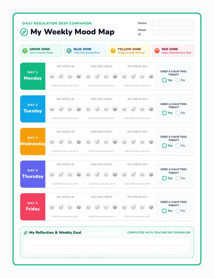 Mood Map Desk Sheet