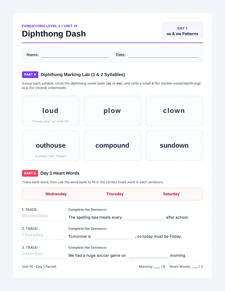 Diphthong Dash Packet