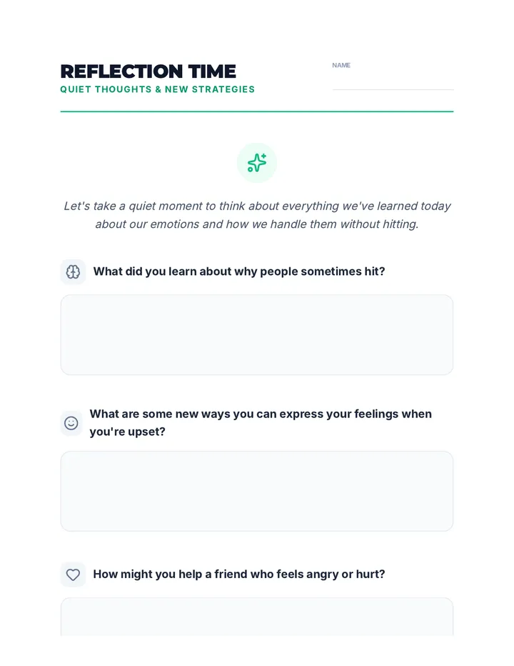 Reflection Time Worksheet