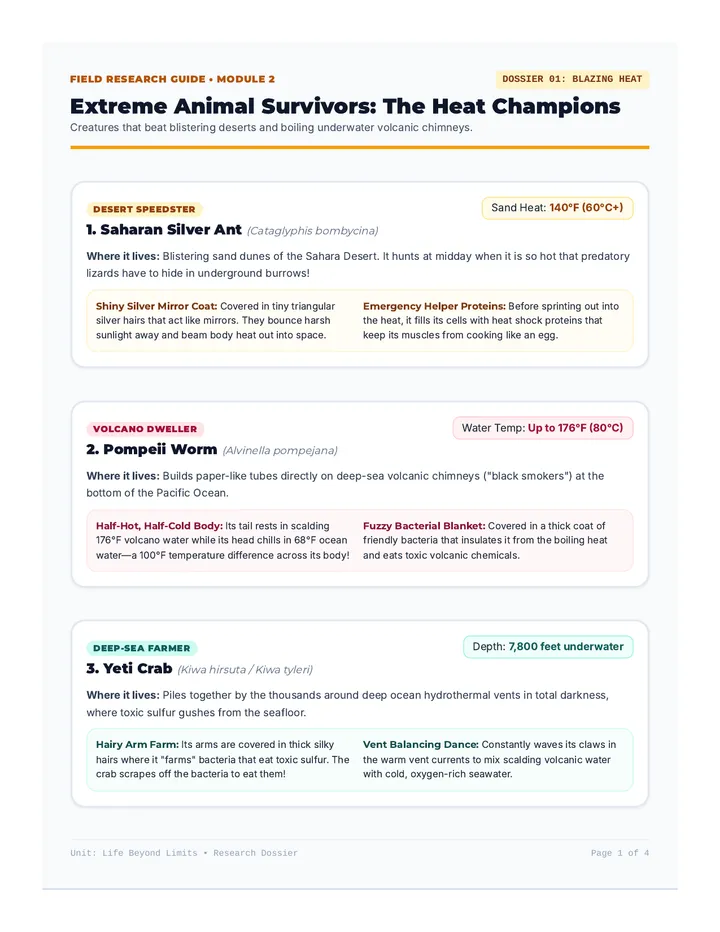 Extremophile Field Guide Dossier