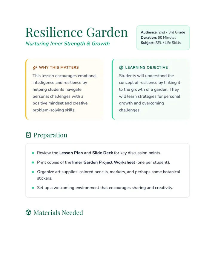 Garden Growth Lesson Plan