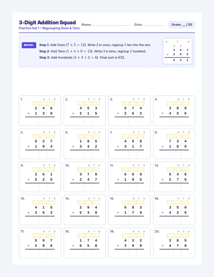 Addition Set One Worksheet