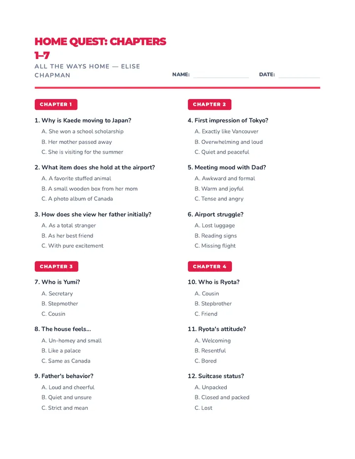 Home Quest Worksheet