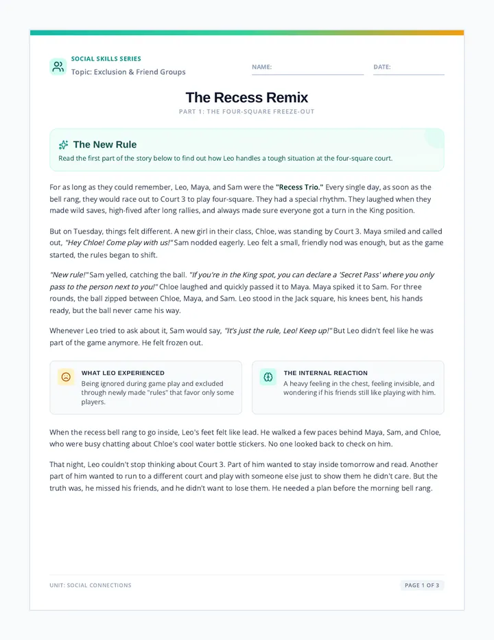 Recess Remix Worksheet