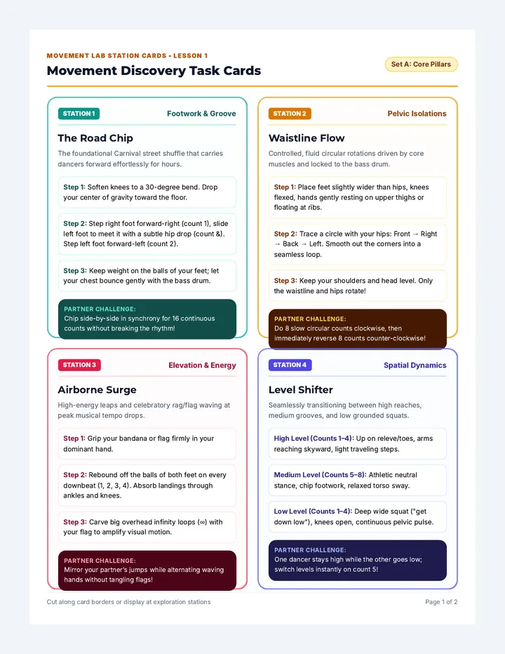 Movement Discovery Task Cards