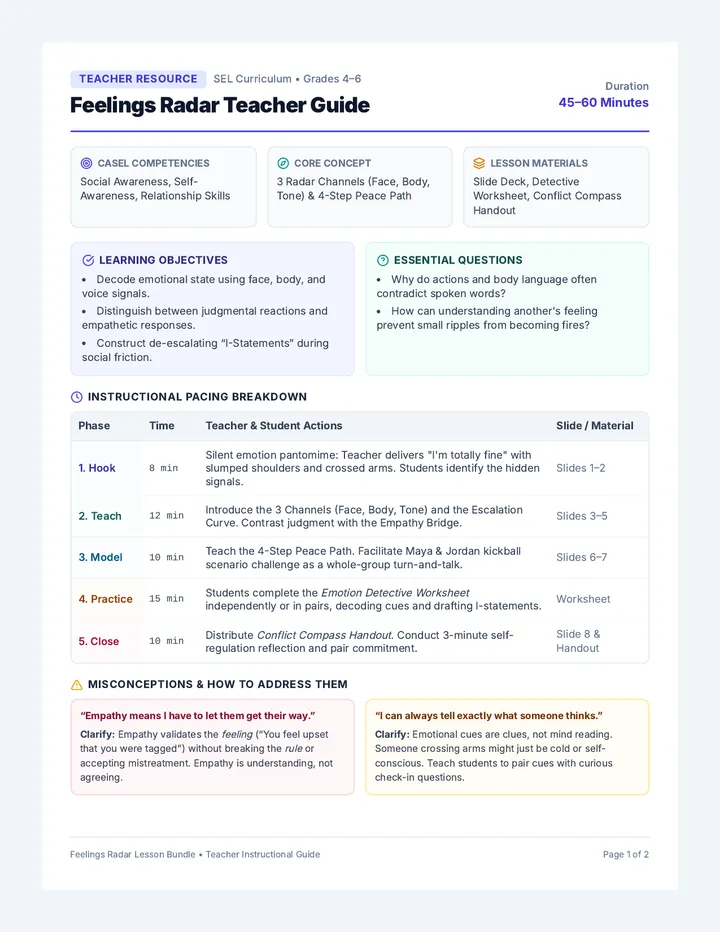Feelings Radar Teacher Guide