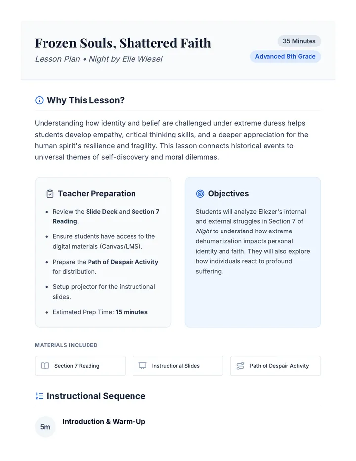 Frozen Souls Lesson Plan