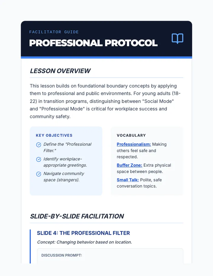 Professional Protocol Teacher Guide