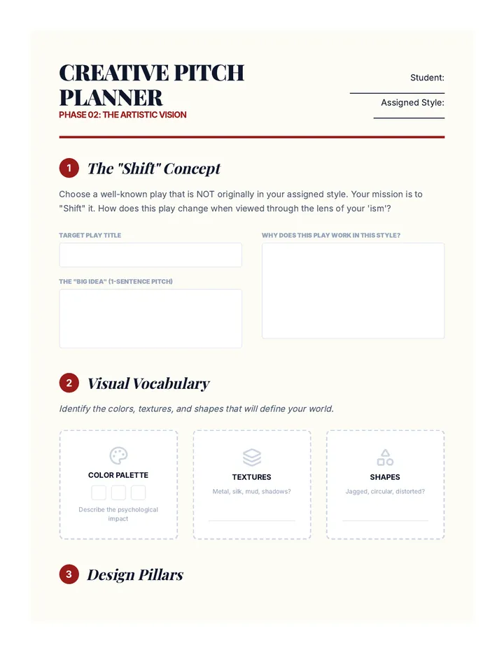 Design Pitch Planner Worksheet
