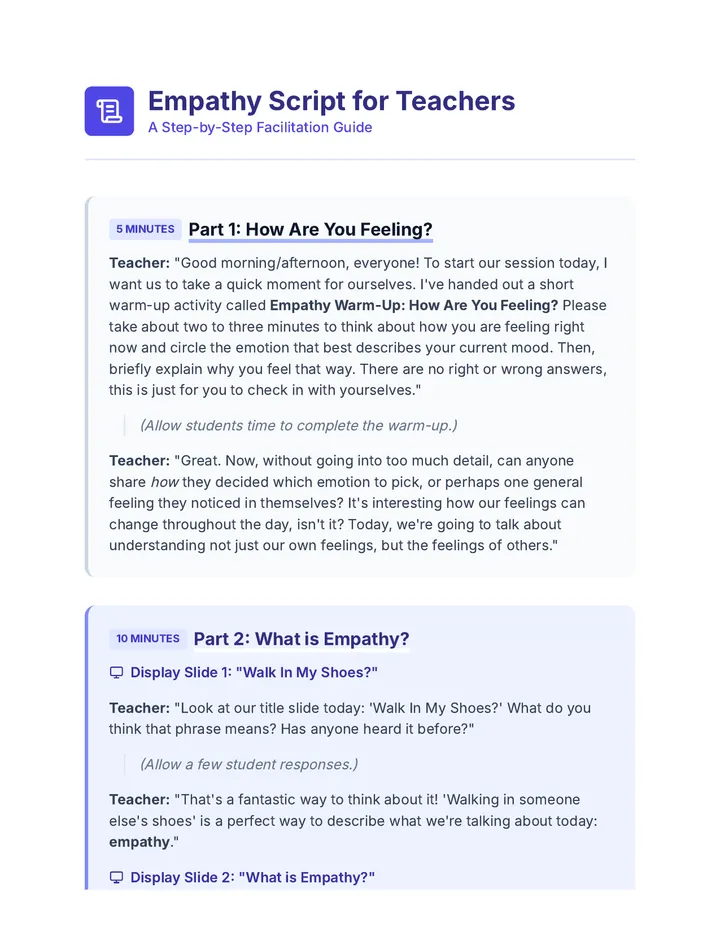 Empathy Teacher Script