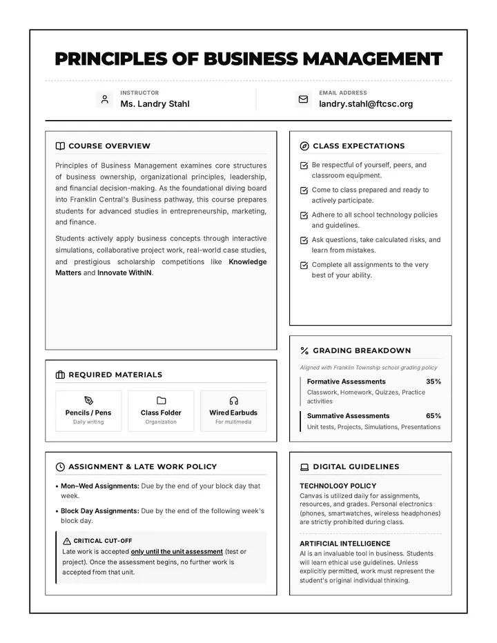 Business Management Syllabus Handout