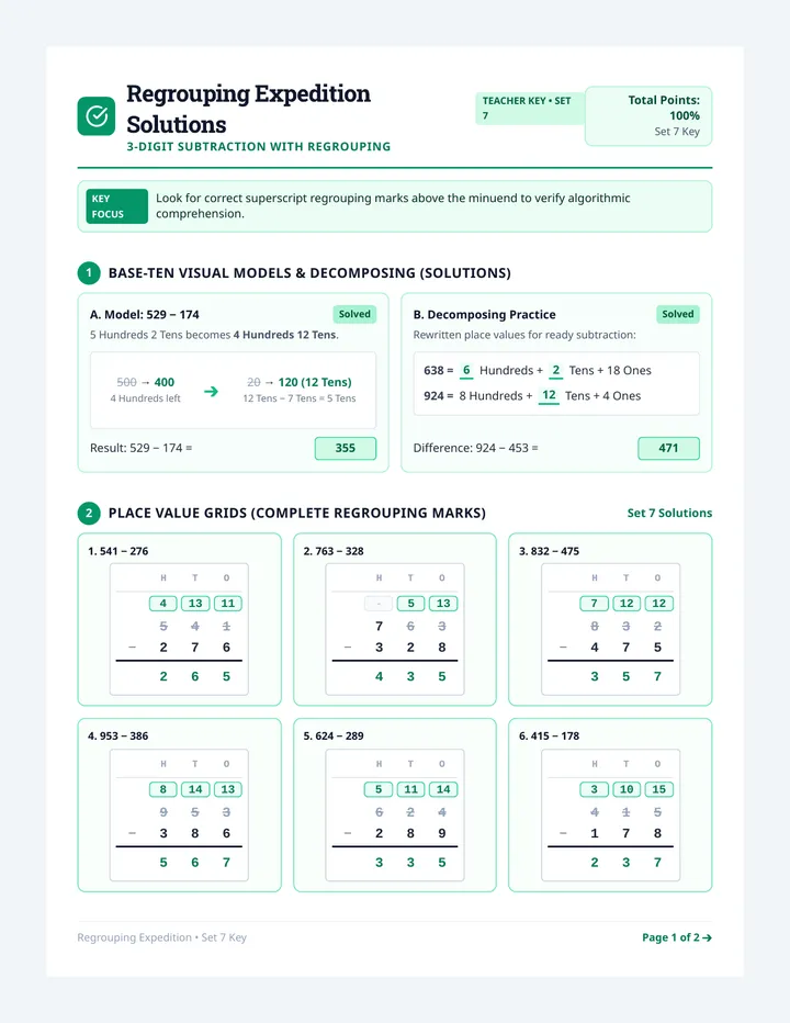 Regrouping Expedition Answer Key