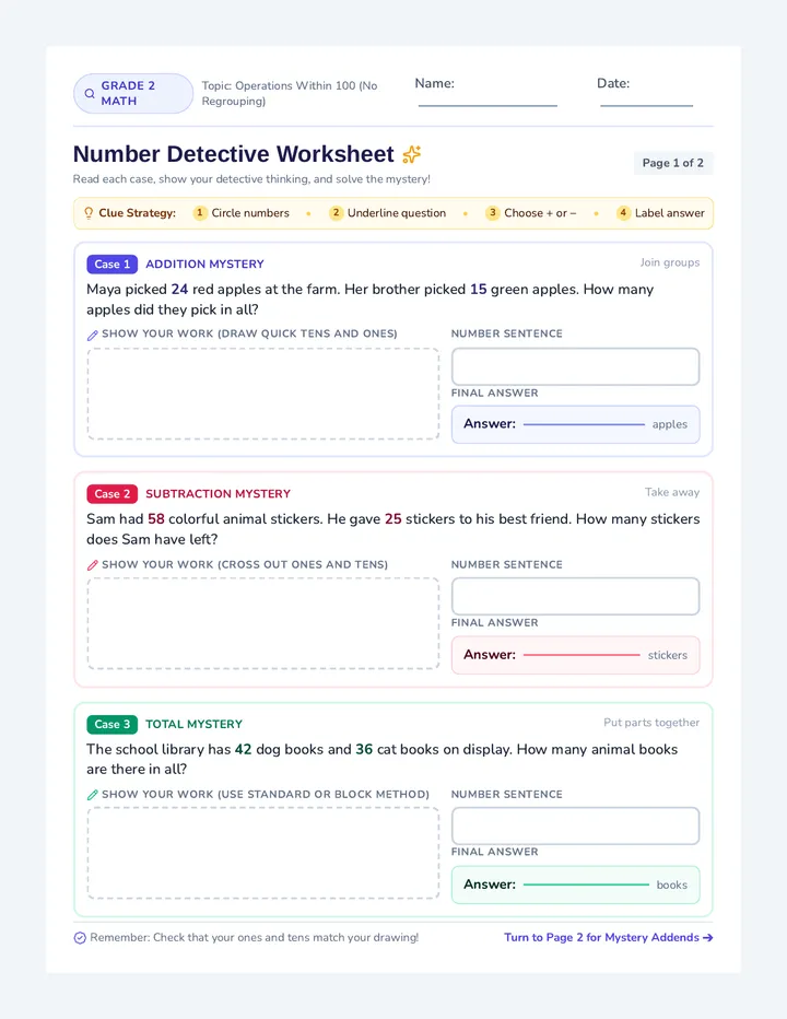 Number Detective Worksheet
