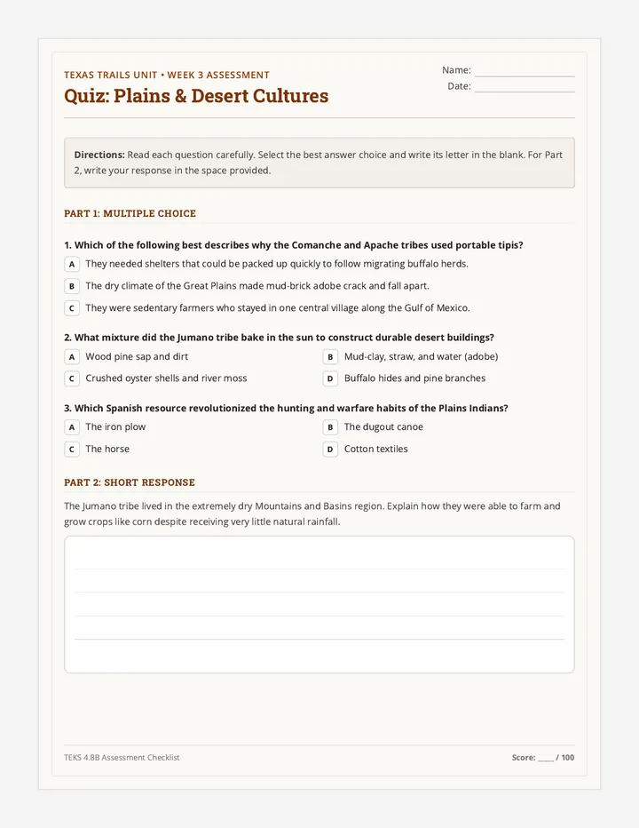 Plains Desert Quiz