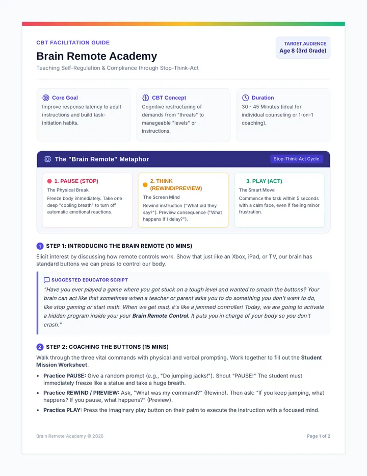 Brain Remote Teacher Guide