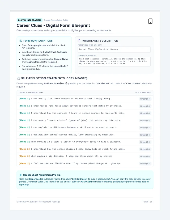 Career Clues Forms Blueprint