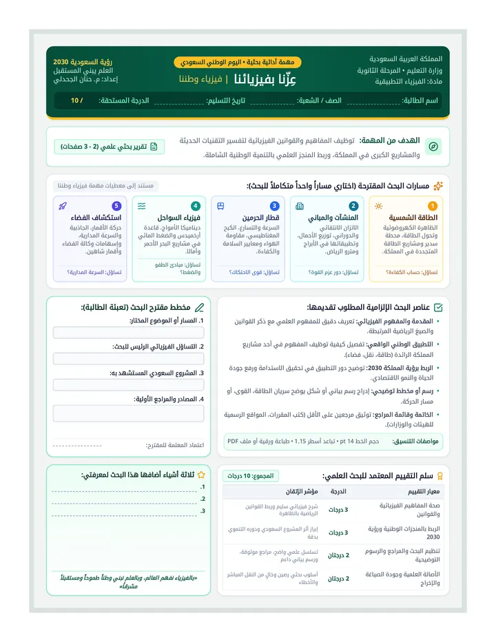 Physics Research Task Sheet