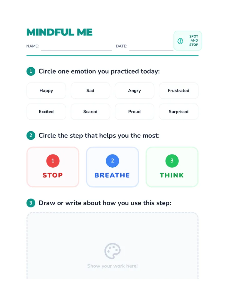 Mindful Me Worksheet