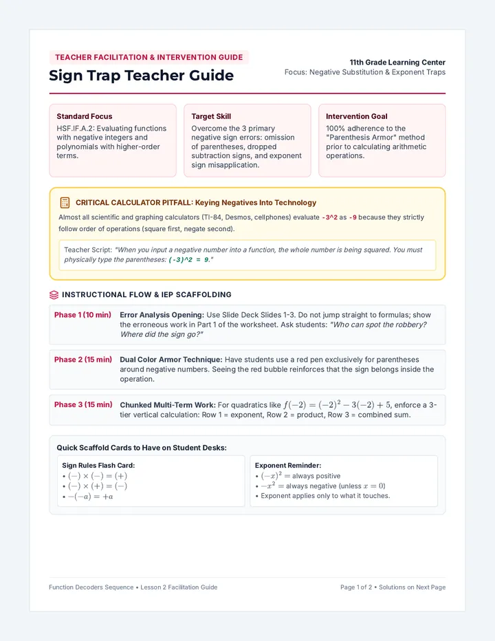 Sign Trap Teacher Guide