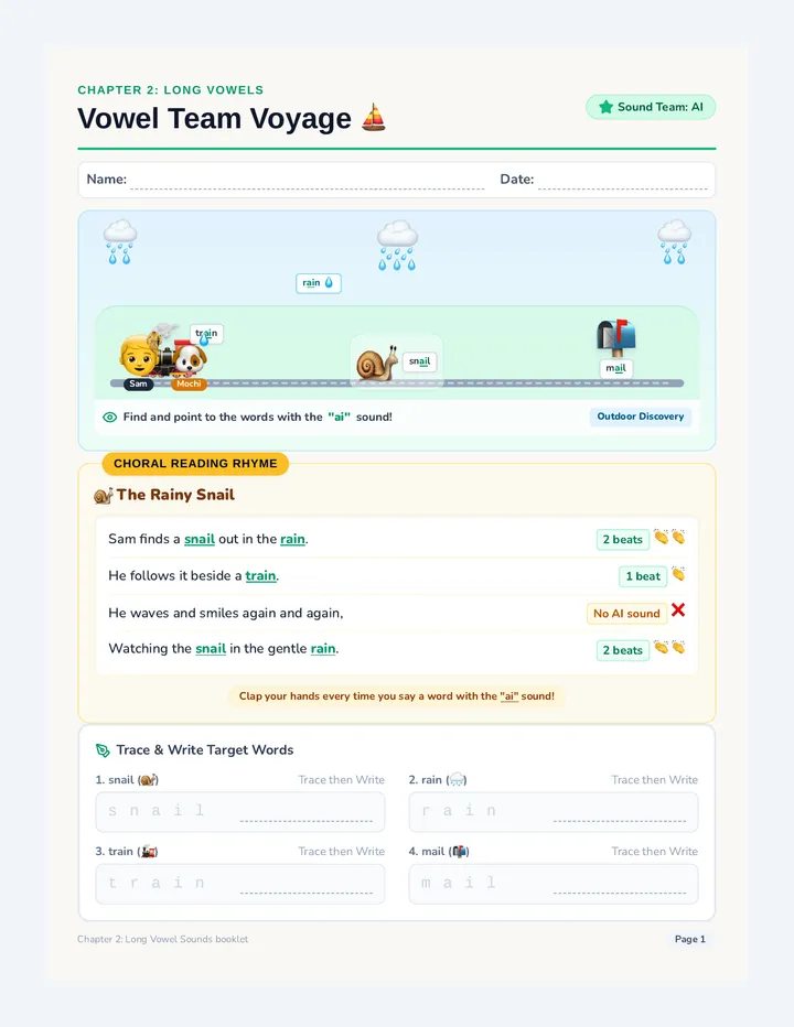 Vowel Team Voyage Booklet