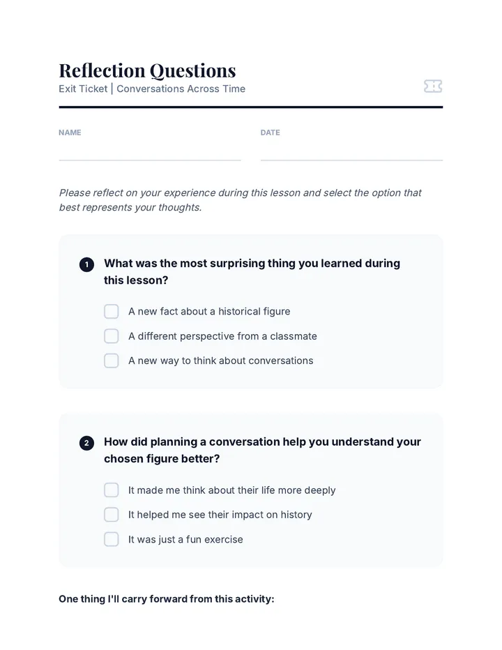 Across Time Exit Ticket