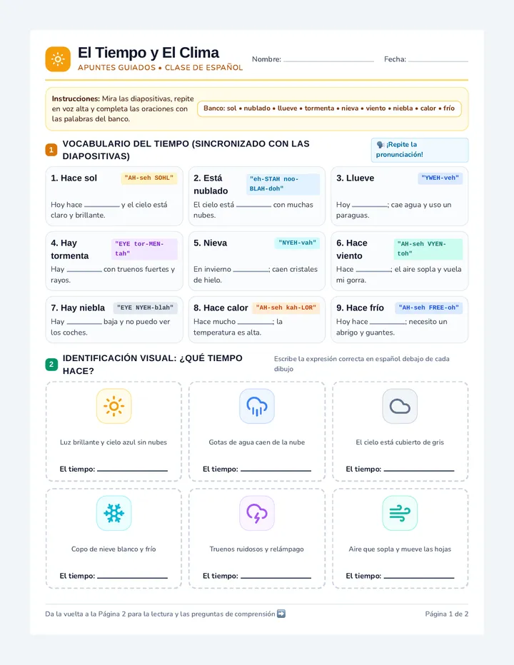 El Tiempo Guided Notes