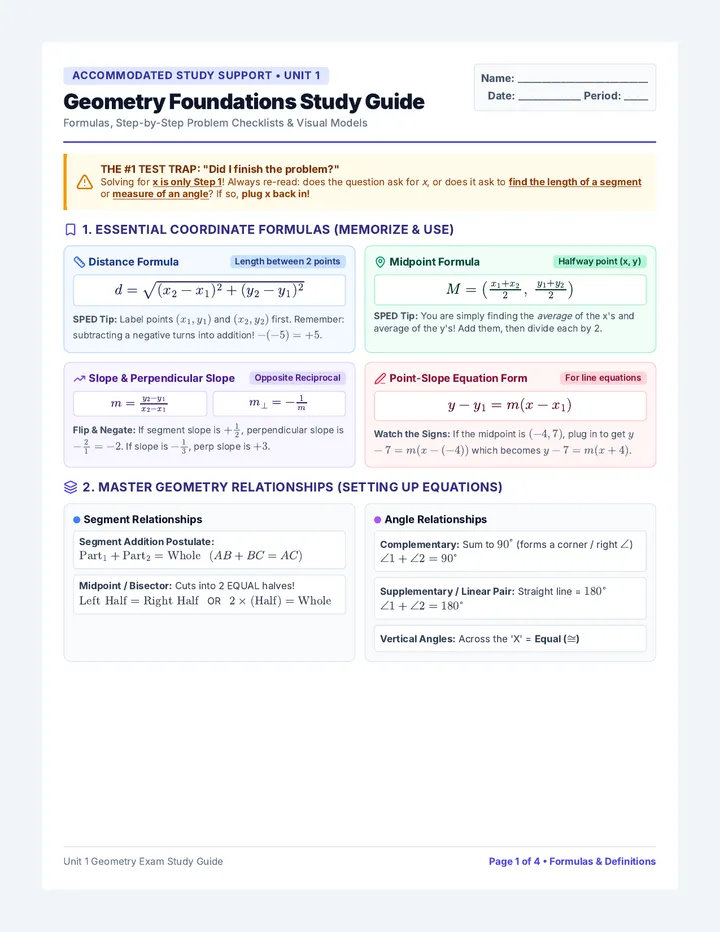 Geometry Essentials Study Guide