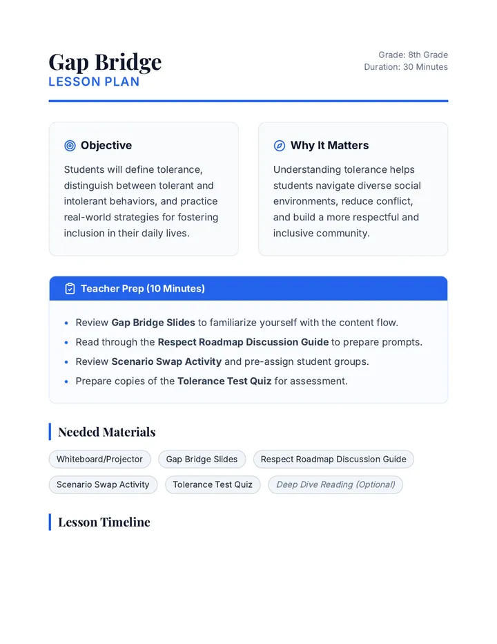 Gap Bridge Lesson Plan