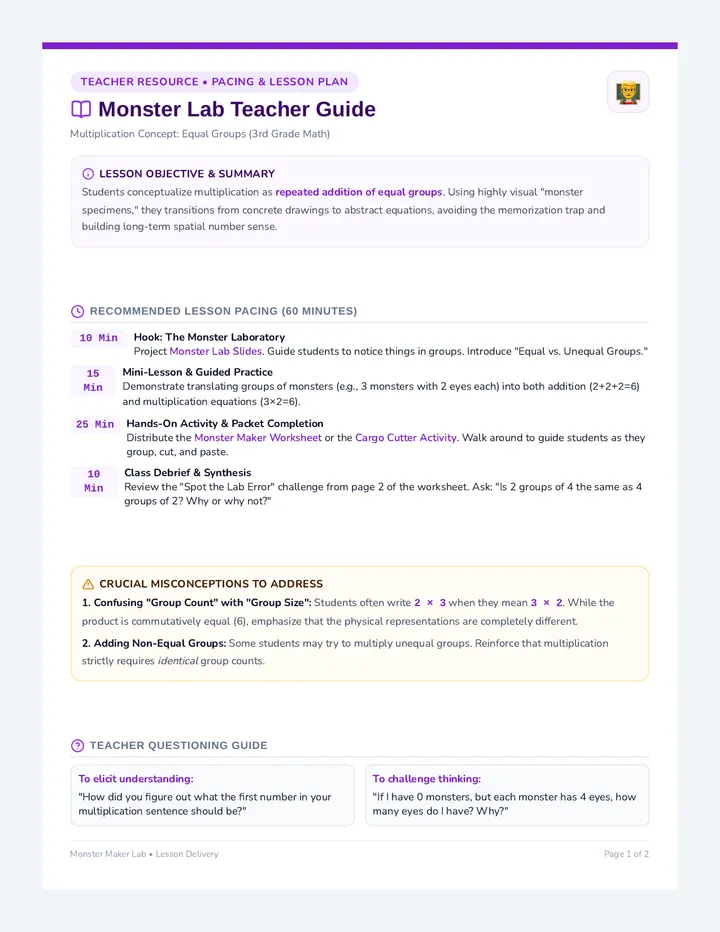 Monster Lab Teacher Guide