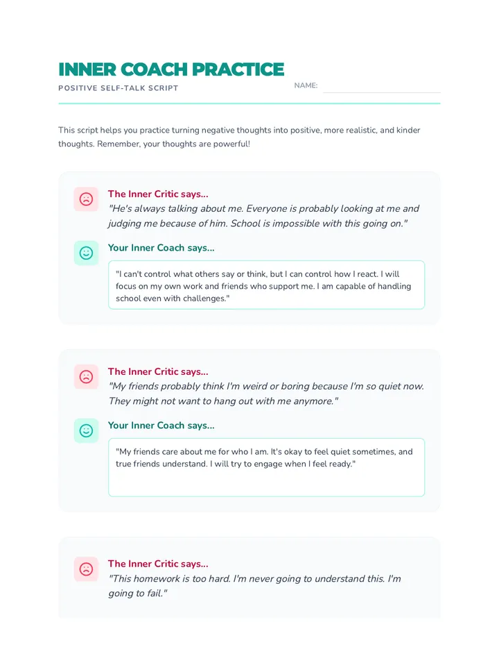 Inner Coach Activity Sheet