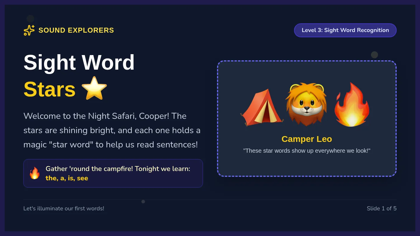 Sight Word Stars Slides