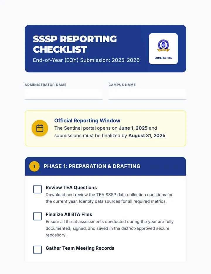 Reporting Checklist Document