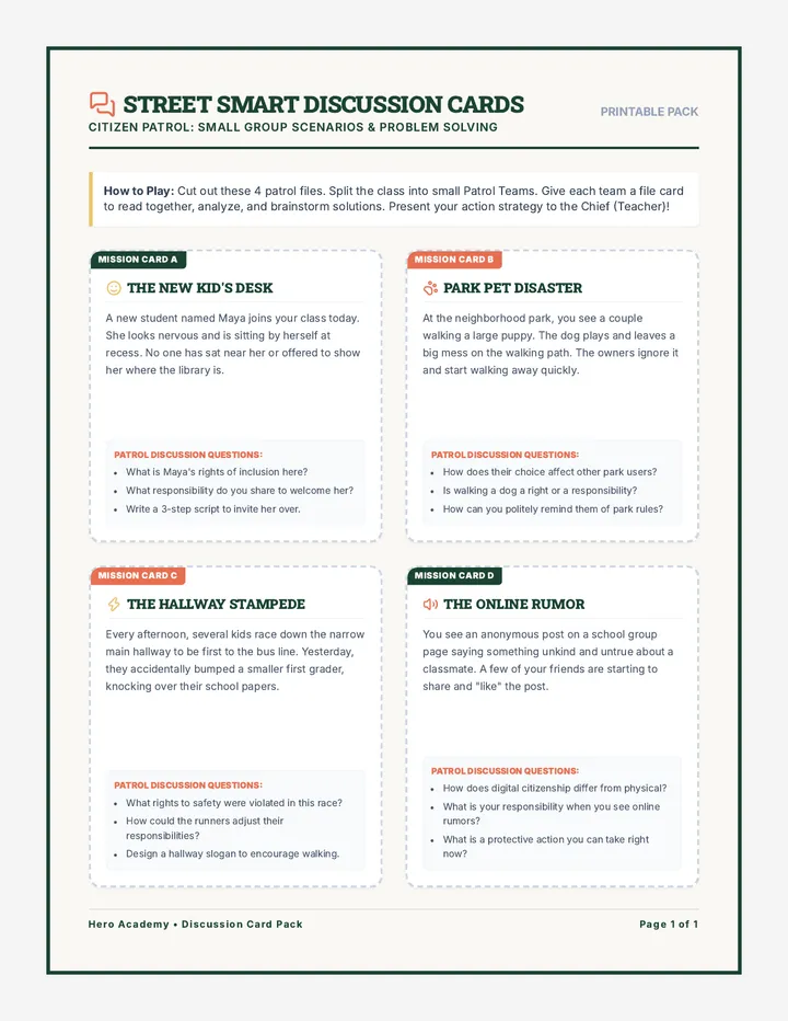 Street Smart Discussion Cards
