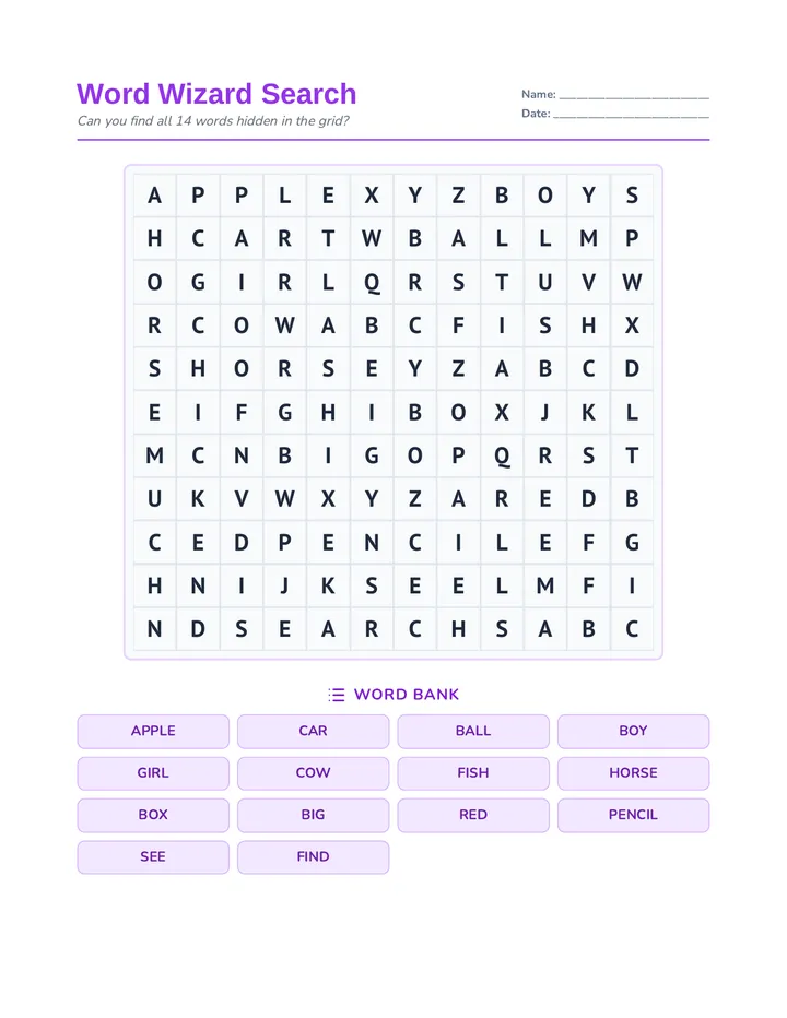 Word Wizard Search Activity