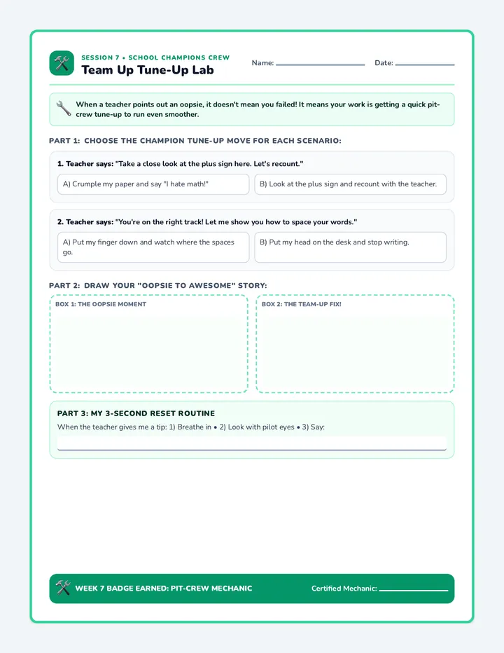 Team Troubleshoot Activity Sheet