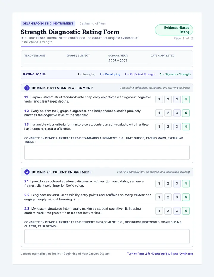 Strength Diagnostic Rating Form