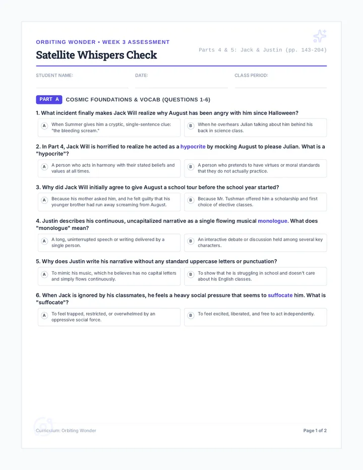 Satellite Whispers Check Worksheet