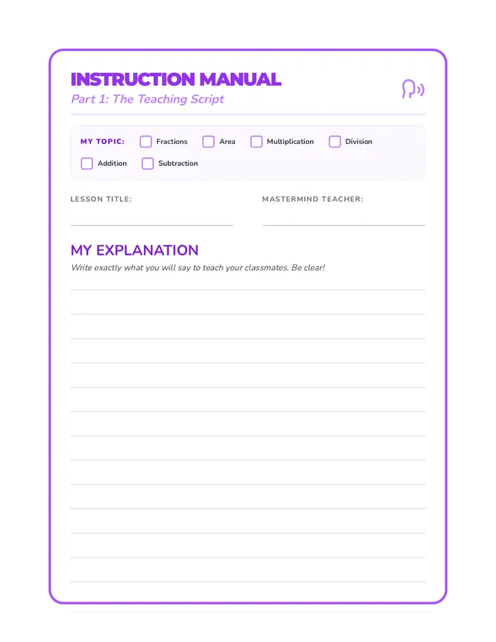 Math Mastermind Instruction Manual
