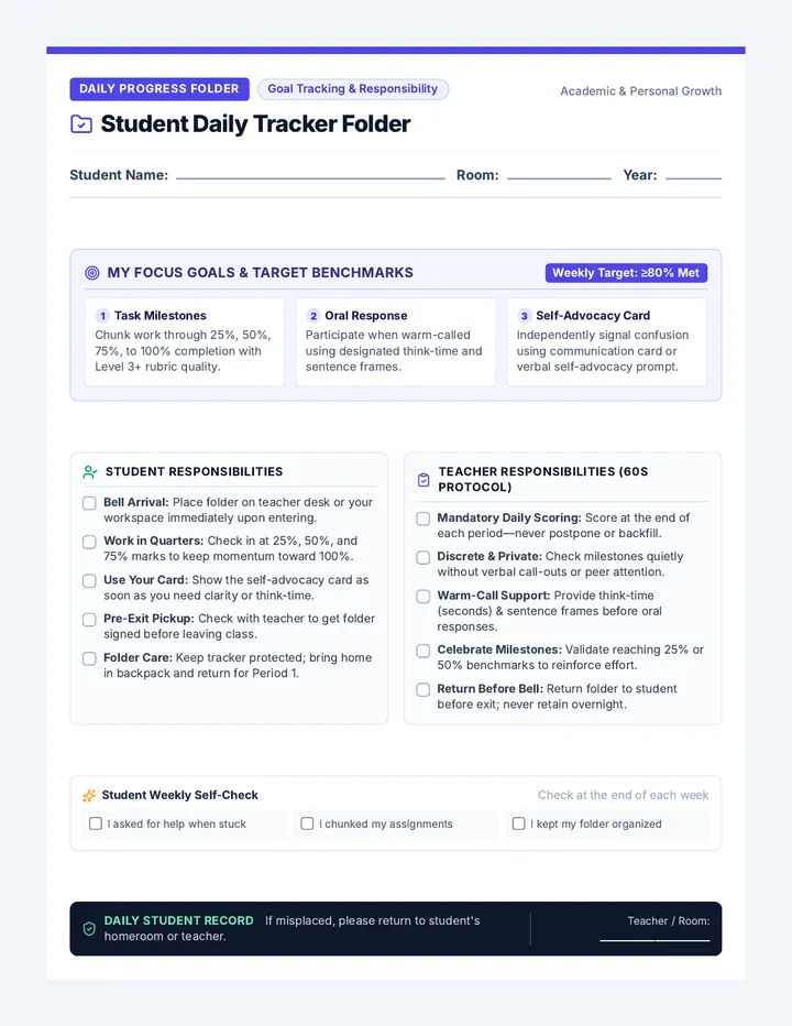 Student Tracker Folder Covers