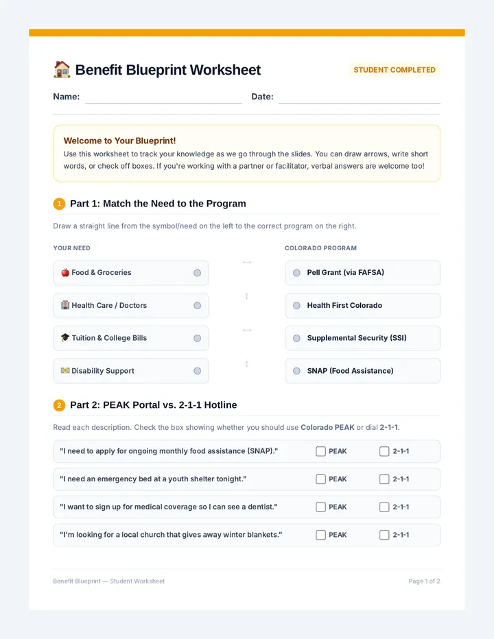 Benefit Blueprint Worksheet