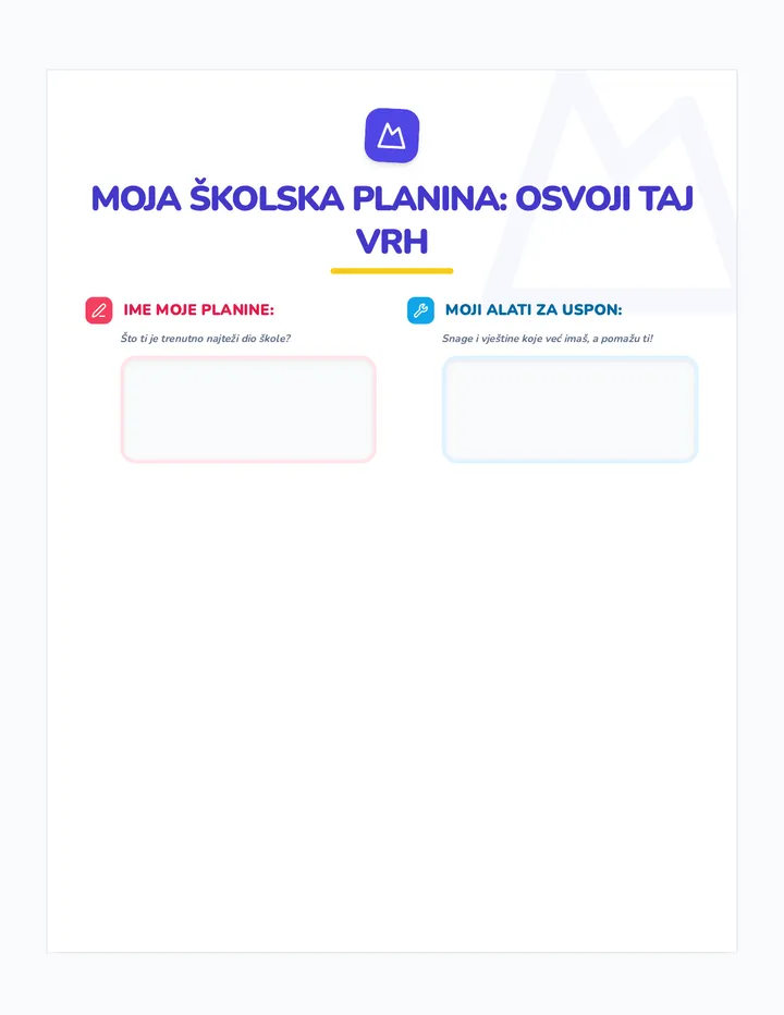 Moja Školska Planina Osvoji Taj Vrh Radni List Rezultat